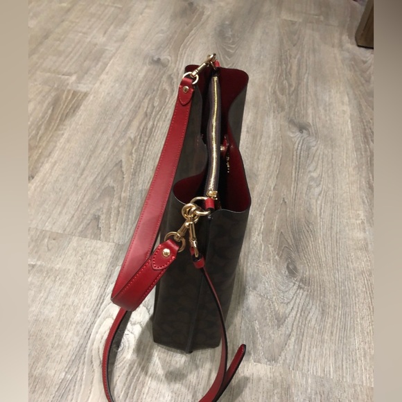 Coach Brown and Red Signature Shoulder Bag - Picture 12 of 14